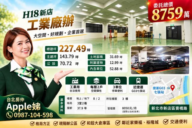 台北房仲(Apple姊)新店工業廠辦 照片 1