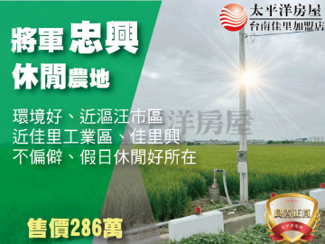 將軍忠興休閒農地 佳里買房買地