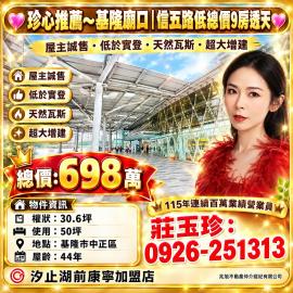 珍心推薦~近基隆廟口信五路靜巷大增建透天