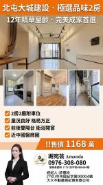 只要 1168 萬 北屯大城建設質感 2 房車位